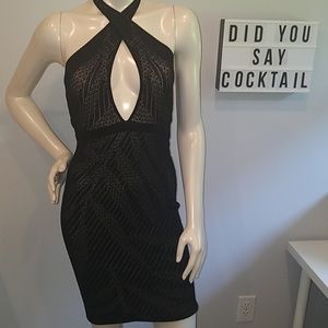 Guess crossfront palm black dress
